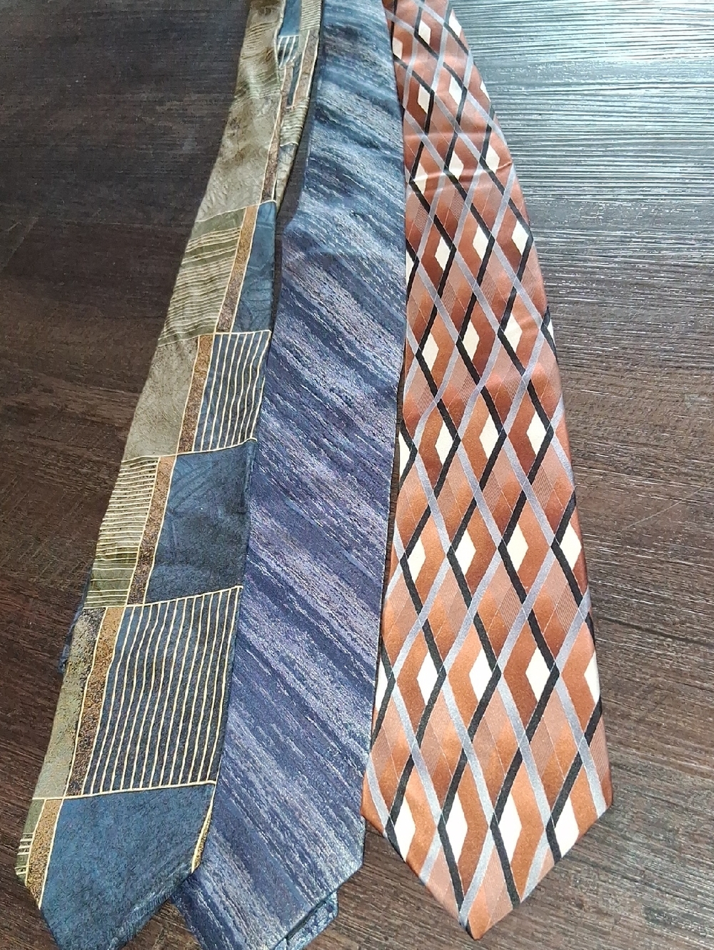 Men's Xl Brown and Blue Patterned Silk Ties - Classic Formal Accessories